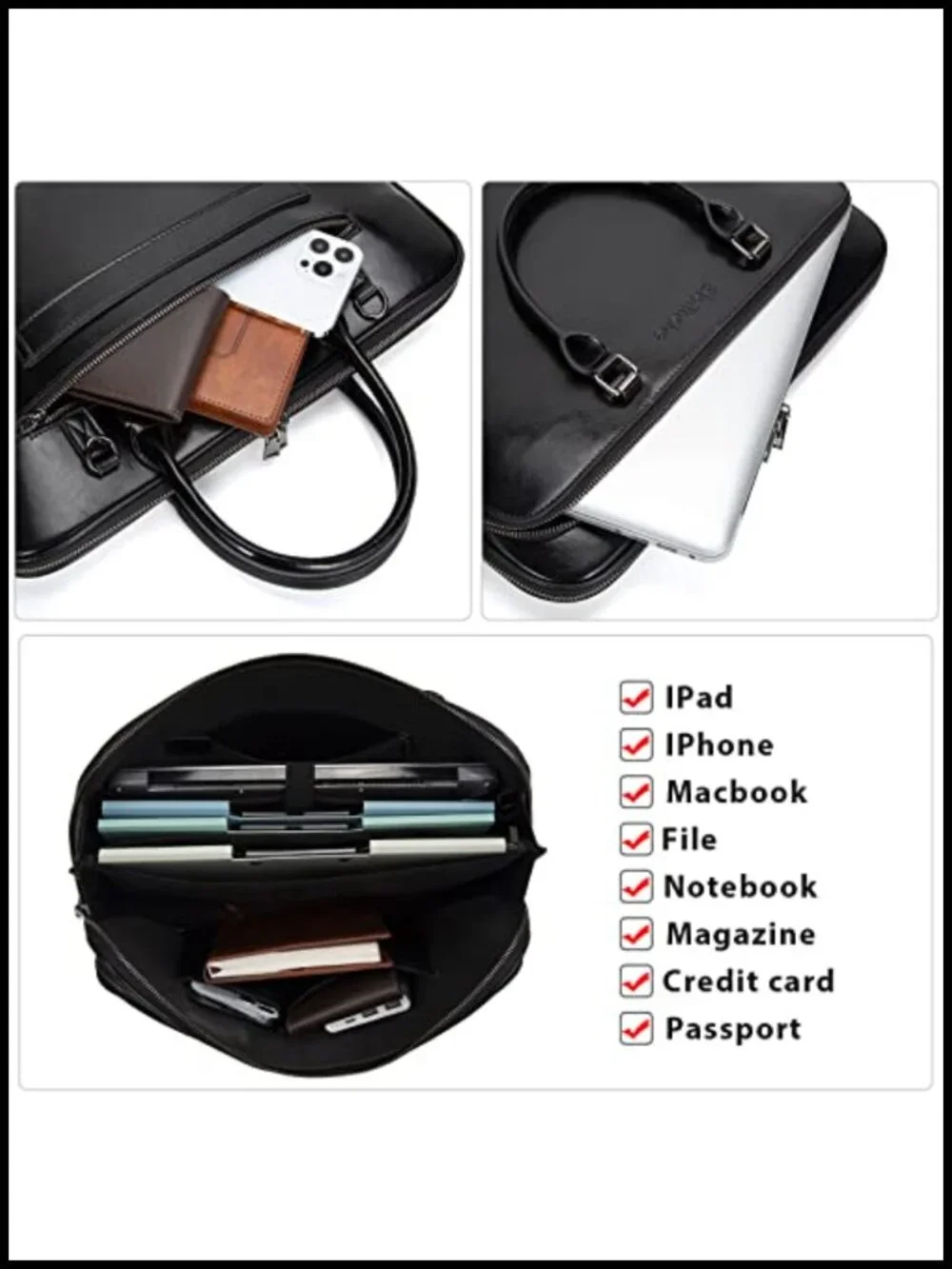 Genuine Leather Laptop Messenger Bag 15.6